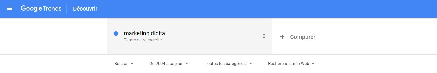 Paramètres dans Google Trends