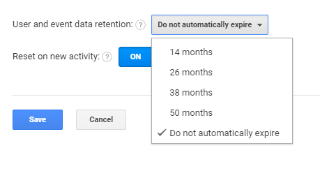 Aucune expiration automatique dans Google Analytics