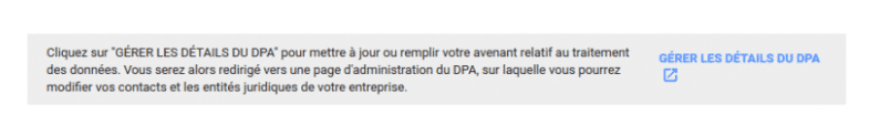 Gérer les détails du DPA dans GA