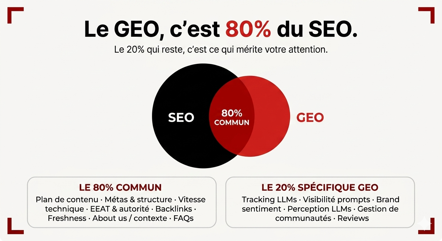 GEO : 80 % de SEO, 20 % de priorités revues